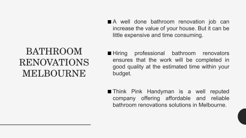 Bathroom Renovations in Melbourne - Think Pink Handyman