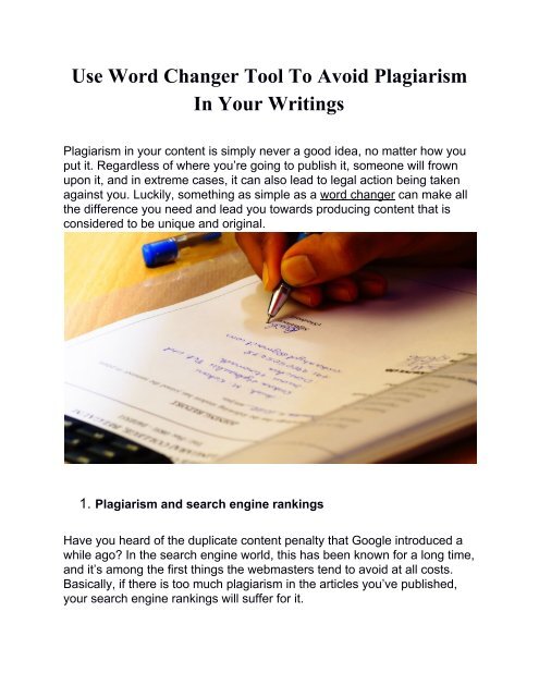 Use Word Changer Tool To Avoid Plagiarism In Your Writings