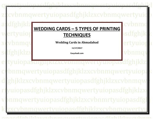 WEDDING CARDS – 5 TYPES OF PRINTING TECHNIQUES