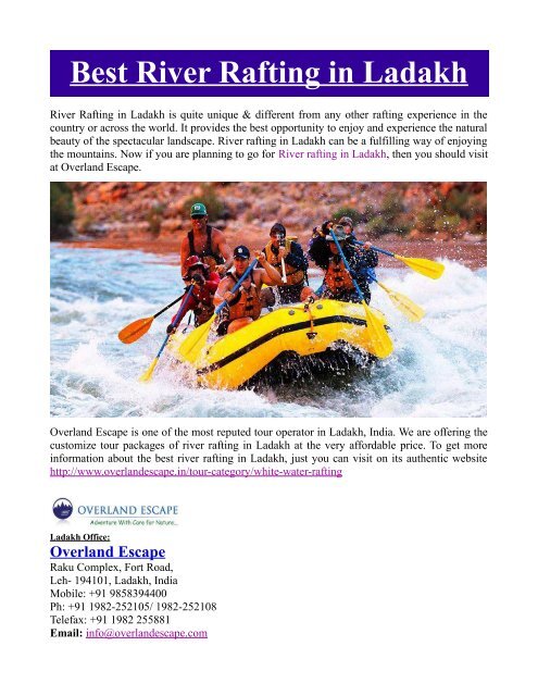 Best River Rafting in Ladakh