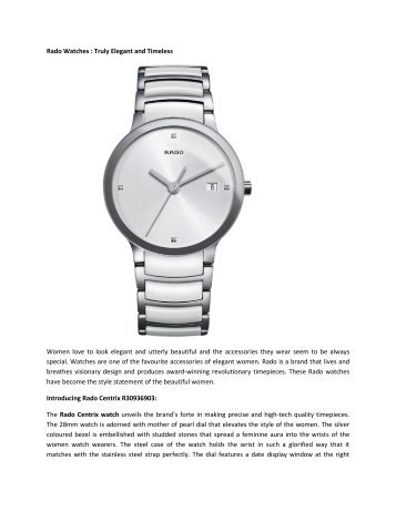 Rado Watches-Truly Elegant and Timeless