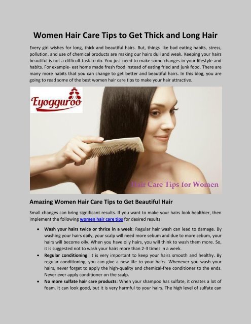 Women Hair Care Tips To Get Thick And Long Hair