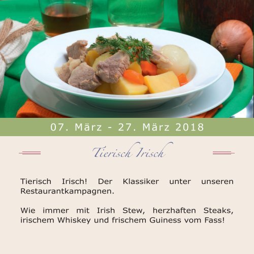 Hotel-Restaurant Hessischer Hof: Kulinarischer Kalender 2018