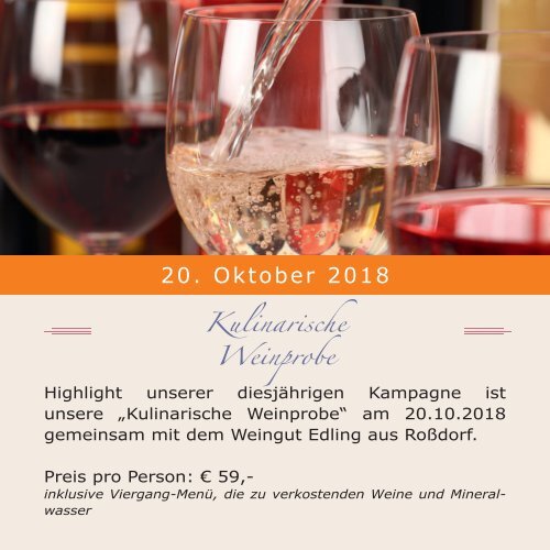 Hotel-Restaurant Hessischer Hof: Kulinarischer Kalender 2018