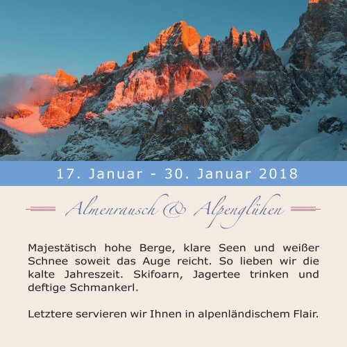 Hotel-Restaurant Hessischer Hof: Kulinarischer Kalender 2018