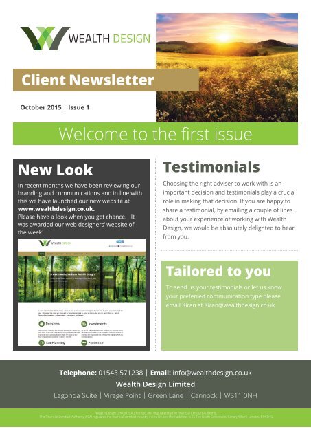 Quarter 4 2015 | Issue 1 Client Newsletter