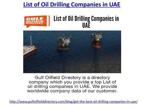Get the best list of oil drilling companies in UAE