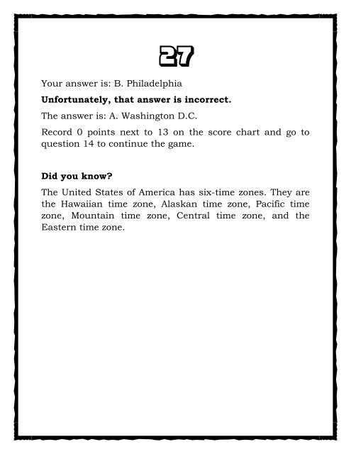 A Trivia Book on USA