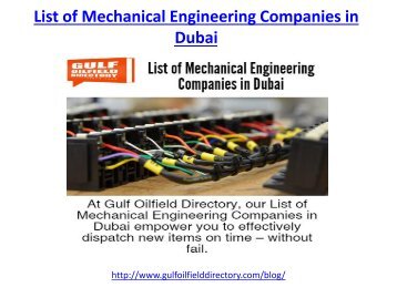 Which is the best list of mechanical engineering companies in Dubai