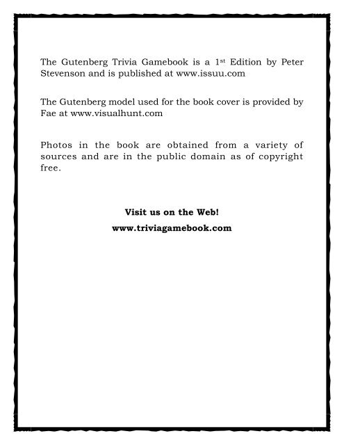 A Trivia Book on Gutenberg
