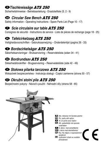 Tischkreissäge ATS 250 Circular Saw Bench ATS 250 Scie - Atika