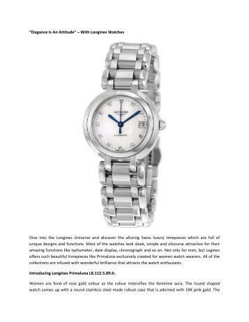 Elegance Is An Attitude” – With Longines Watches