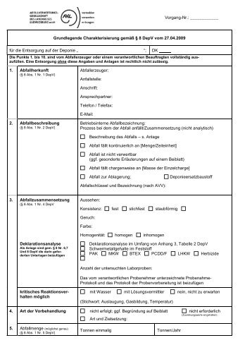 Grundlegende Charakterisierung gemÃƒÂƒÃ‚Â¤ÃƒÂƒÃ‚ÂŸ ÃƒÂ‚Ã‚Â§ 8 DepV vom 27 - AVL