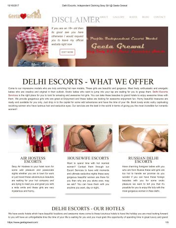 Delhi Escorts, Independent Claiming Sexy Girl @ Geeta Grewal