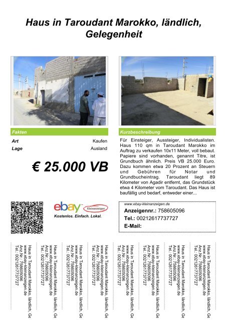Verkaufsschild Haus In Taroudant Marokko Laendlich Gelegenheit