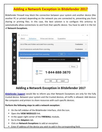 Adding a Network Exception in Bitdefender 2017