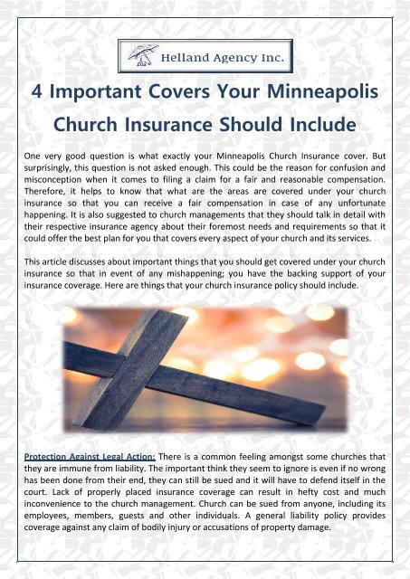 4 Important Covers Your Minneapolis Church Insurance Should Include