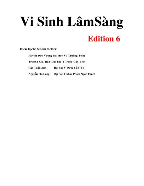 Vi Sinh Lâm Sàng (Tái bản lần thứ 6) - [Authors] Mark Gladwin, William  Trattler, C. Scott  Mahan - [Nhóm dịch] Nhóm Netter