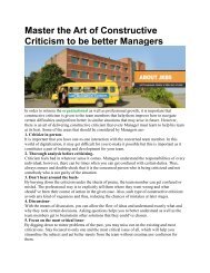 Master the Art of Constructive Criticism to be better Managers