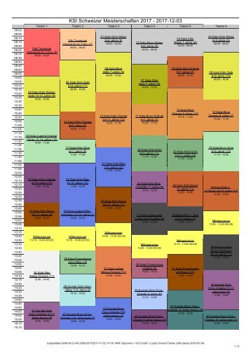 TIME TABLE - KSI Schweizer Meisterschaft 2017