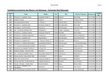 Installateurverzeichnis des Wasser und Abwasser - Verbandes Bad ...