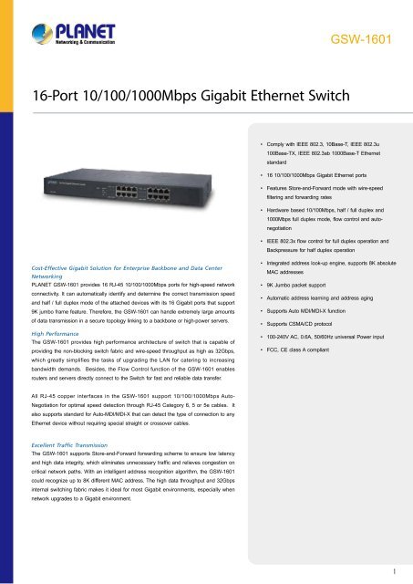 PLANET_Datasheet_Ethernet-Switch-GSW-1601_2017_EN