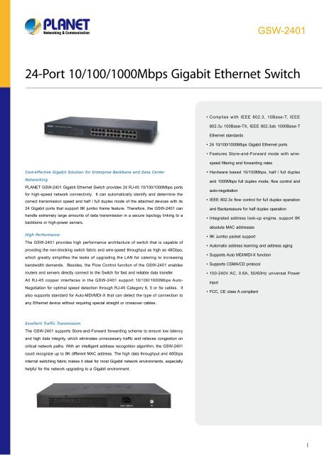 PLANET_Datasheet_Ethernet-Switch-GSW-2401_2017_EN