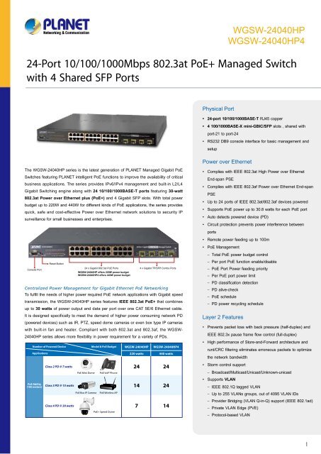 PLANET_Datasheet_Managed-Switch-with-4-Shared-SFP-Ports-WGSW-24040HP-WGSW-24040HP4_2017_EN