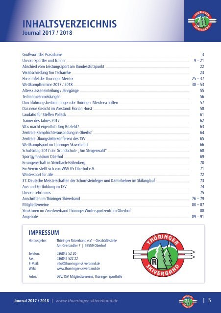 TSV-Journal Oberhof - Saison 2017 / 2018