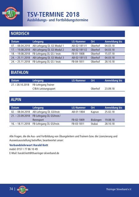 TSV-Journal Oberhof - Saison 2017 / 2018