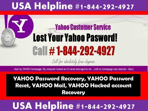 Yahoo Password Recovery Helpline +1-844-292-4927 USA