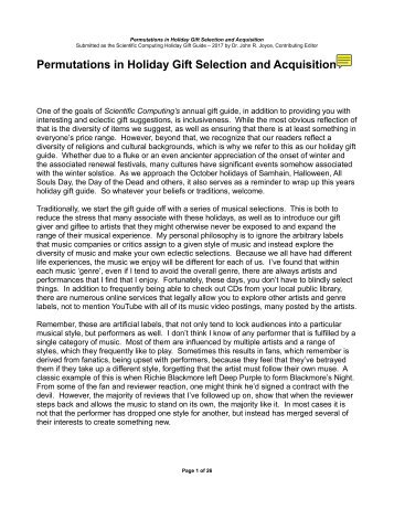 Scientific Computing Holiday Gift Guide 2017 / Permutations in Holiday Gift Selection and Acquisition