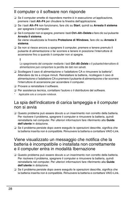 Sony VGN-FW56ZR - VGN-FW56ZR Guide de d&eacute;pannage Italien