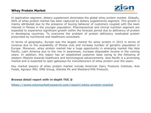 Whey Protein Market Poised to Bring in US$12.4 billion by 2021