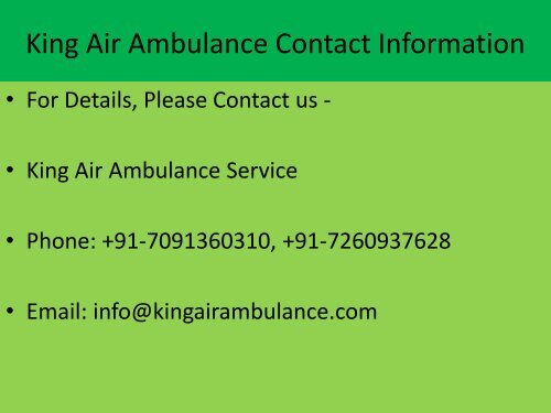 King Air Ambulance Services in Sri Nagar and Shimla