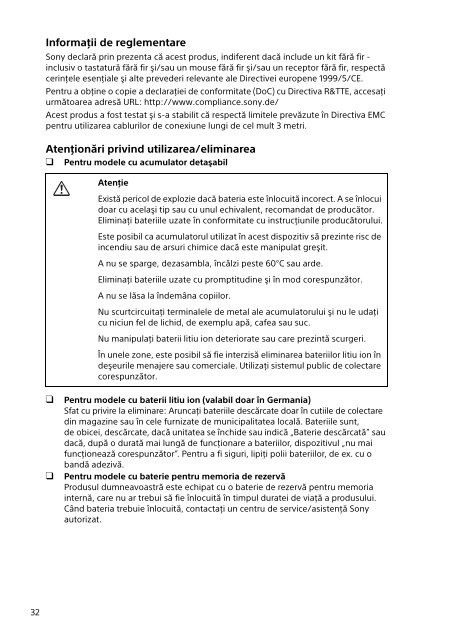 Sony SVF15N1S2E - SVF15N1S2E Documents de garantie Roumain