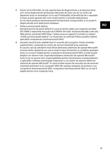 Sony SVF15N1S2E - SVF15N1S2E Documents de garantie Roumain