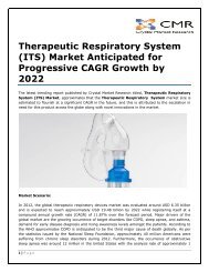 Therapeutic Respiratory System (ITS) Market Anticipated for Progressive CAGR Growth by 2022