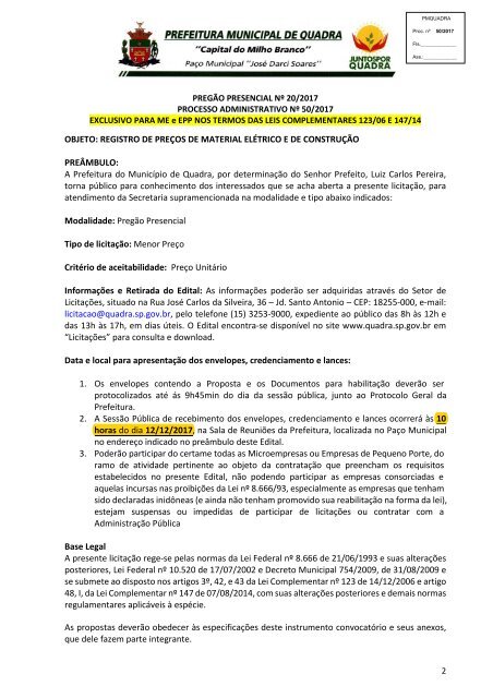 Edital PMQ PP 20_2017_Registro de Preços de material de construção_exclusivo MEPs