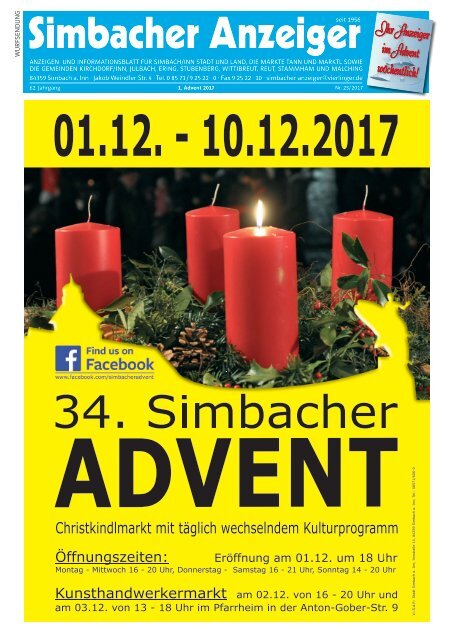 1. Advent 2017 Simbacher Anzeiger