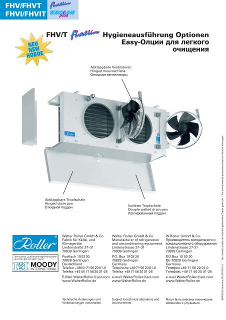 FHV/FHVT flatline flatline flatline flatline - Walter Roller GmbH & Co.