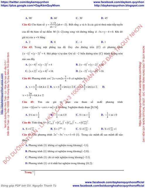 Tuyển tập đề thi thử THPT Quốc gia 2018 môn Toán Các trường THPT Cả nước Có lời giải chi tiết (Lần 7) [DC29112017]