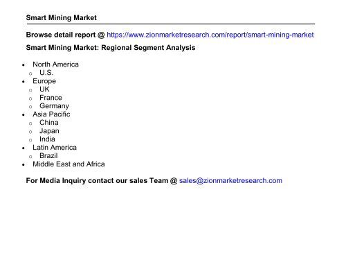 Global Smart Mining Market, 2015 – 2021