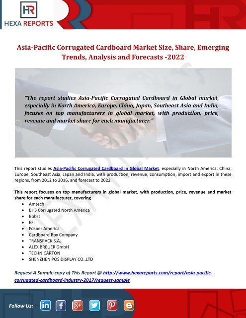 Asia-Pacific Corrugated Cardboard Market Size, Share, Emerging Trends, Analysis and Forecasts 2022