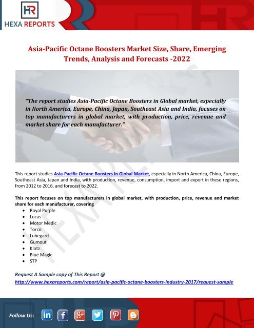 Asia-Pacific Octane Boosters Market Size, Share, Emerging Trends, Analysis and Forecasts 2022