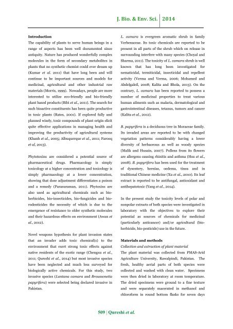 Toxicity assessment and phytochemical analysis of Broussonetia papyrifera and Lantana camara: Two notorious invasive plant species