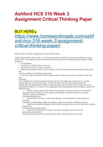 Assignment 2 critical thinking paper