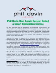 Phil Devin Real Estate Review Giving a Smart Immobilien-Service