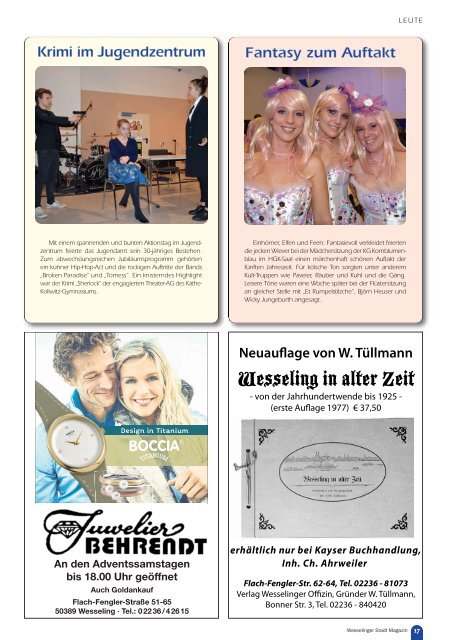 Wesselinger Stadt Magazin Dezember 2017