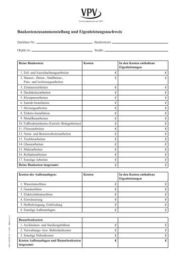 Baukostenzusammenstellung und ... - VPV Makler